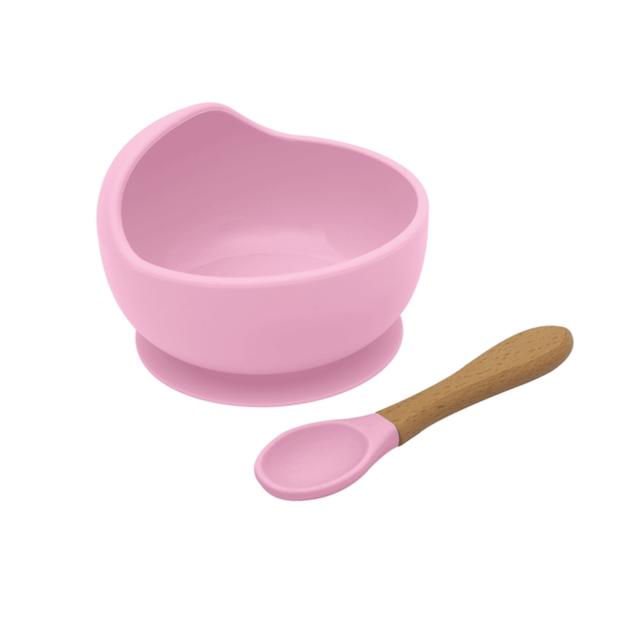 Conjunto Bowl Com Colher De Bambu Kababy Rosa