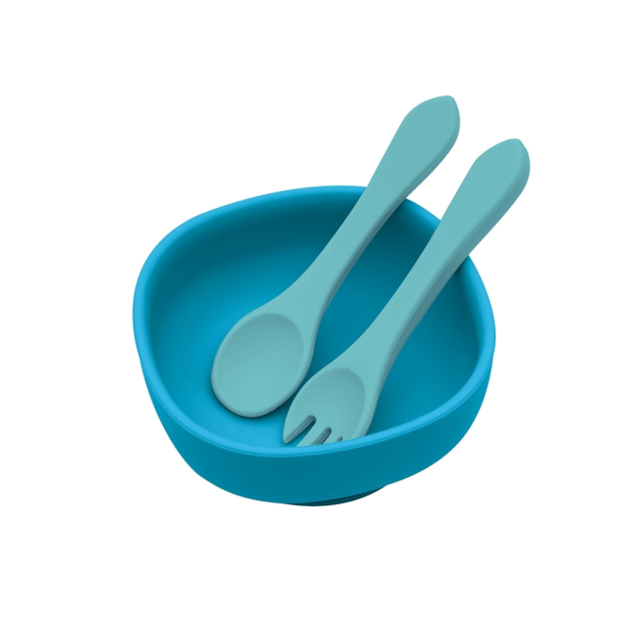 Conjunto Bowl Com Garfo E Colher Kababy Azul Conjunto Bowl Com Garfo E Colher Kababy Azul