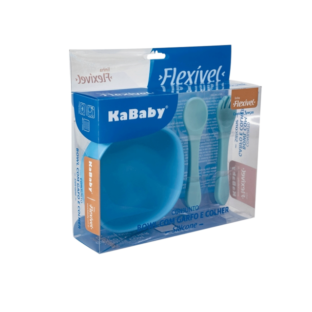 Conjunto Bowl Com Garfo E Colher Kababy Azul Conjunto Bowl Com Garfo E Colher Kababy Azul