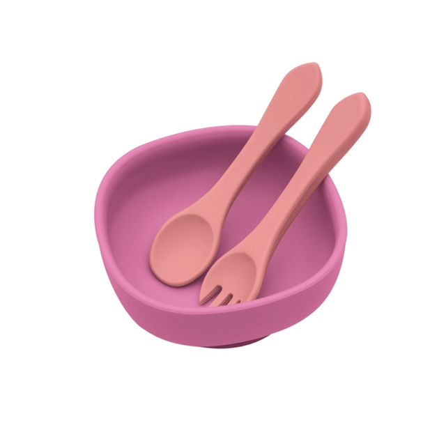 Conjunto Bowl Com Garfo E Colher Kababy Rosa Conjunto Bowl Com Garfo E Colher Kababy Rosa