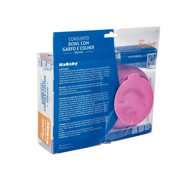 Conjunto Bowl Com Garfo E Colher Kababy Rosa Conjunto Bowl Com Garfo E Colher Kababy Rosa