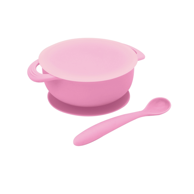 Conjunto Bowl Com Tampa E Colher Rosa Conjunto Bowl Com Tampa E Colher Rosa