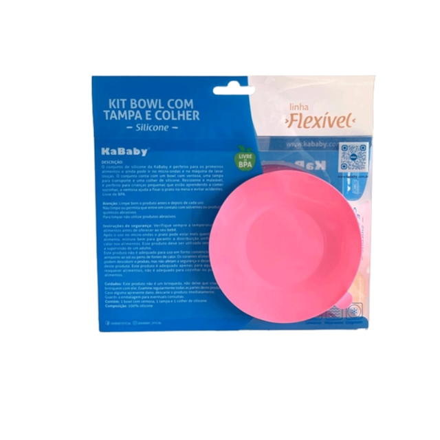 Conjunto Bowl Com Tampa E Colher Rosa Conjunto Bowl Com Tampa E Colher Rosa