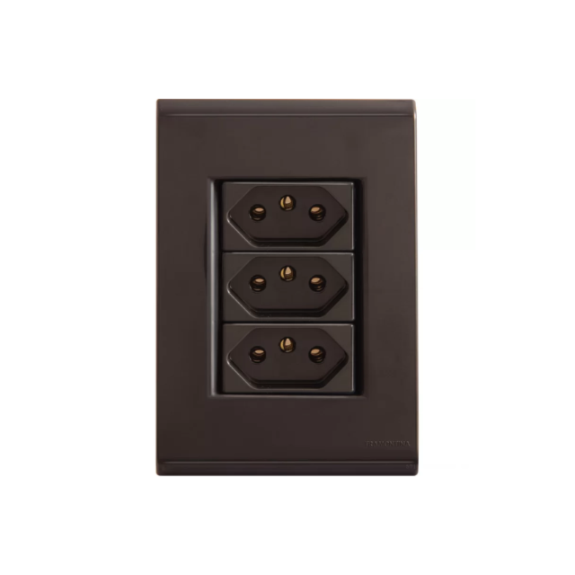 Conjunto de 3 Tomadas 2P+T 10A 250v LIZ Grafite - TRAMONTINA