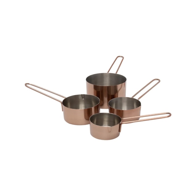 Conjunto De 4 Xícaras Medidoras Aço Inox Bronze Mimo Style