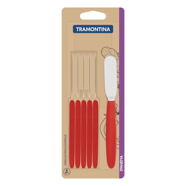 Conjunto de Espátulas para Manteiga Tramontina Ipanema Vermelho 6 Peças Conjunto de Espátulas para Manteiga Tramontina Ipanema Vermelho 6 Peças