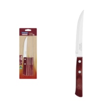 Conjunto de Facas para Churrasco Tramontina 5" em Aço Inox com Cabo Polywood 6 Peças Vermelho