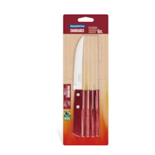 Conjunto de Facas para Churrasco Tramontina 5" em Aço Inox com Cabo Polywood 6 Peças Vermelho