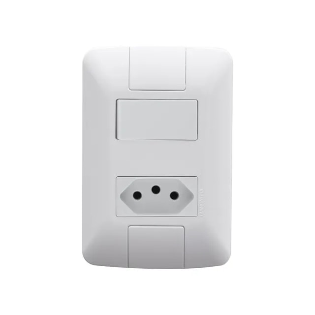 Conjunto Interruptor Simples 6A + Tomada 2P+T 10A Aria - TRAMONTINA Conjunto Interruptor Simples 6A + Tomada 2P+T 10A Aria - TRAMONTINA