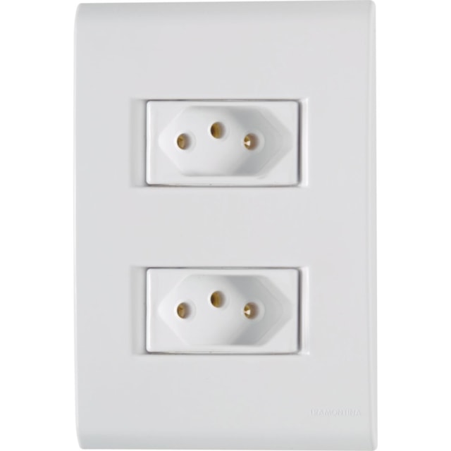 Conjunto Placa 4x2 + Interruptor Simples + 2 Tomadas 2P+T 20A 250V Liz - TRAMONTINA