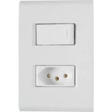 Conjunto Placa 4x2 + Interruptor Simples + Tomada 2P+T 20A 250V Liz - TRAMONTINA