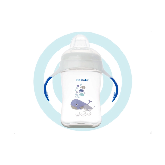 Copo 300ml Bico de Silicone com alças Azul