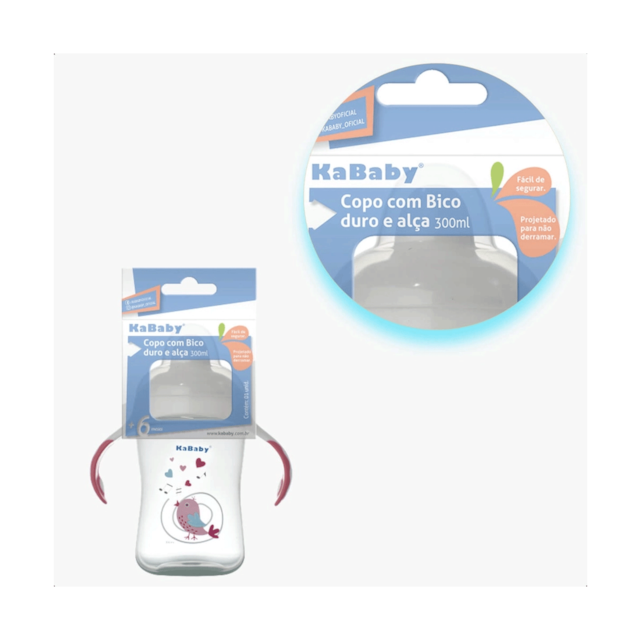 Copo 300ml Bico Rígido com Alças Rosa Copo 300ml Bico Rígido com Alças Rosa