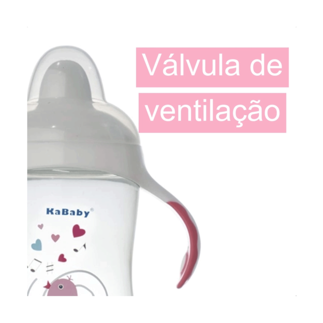 Copo 300ml Bico Rígido com Alças Rosa