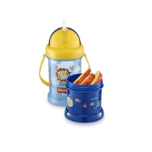 Copo Com Porta Snack Playfyl 300 Ml Fisher Price Azul