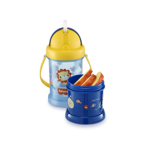 Copo Com Porta Snack Playfyl 300 Ml Fisher Price Azul