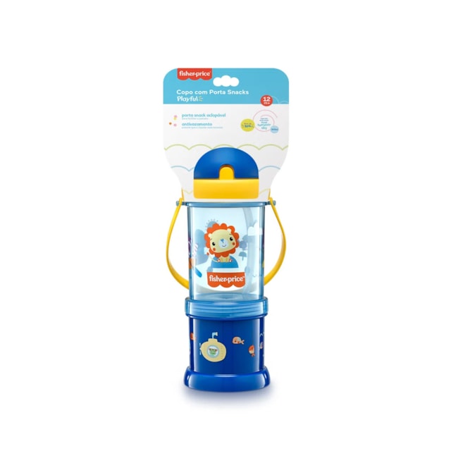 Copo Com Porta Snack Playfyl 300 Ml Fisher Price Azul