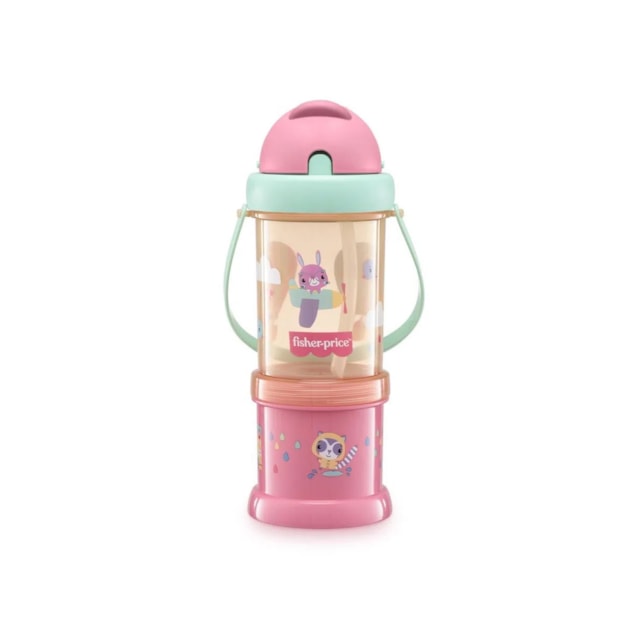 Copo Com Porta Snack Playfyl 300 Ml Fisher Price Rosa