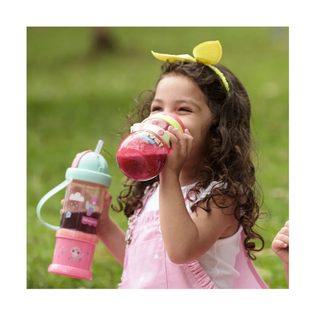 Copo Com Porta Snack Playfyl 300 Ml Fisher Price Rosa