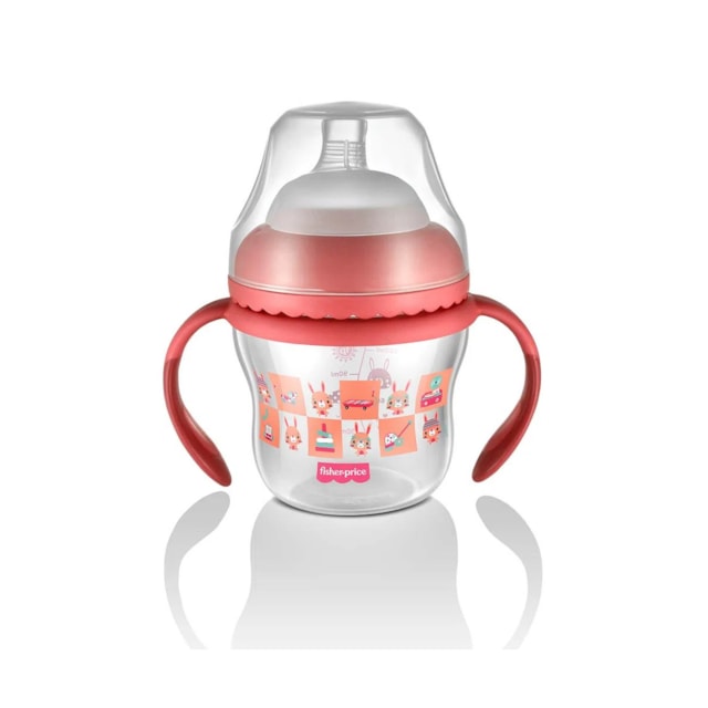 Copo de Transição First Moments + Bico Extra + Alça Removível 150 ml Fisher Price Rosa