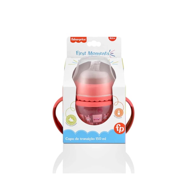 Copo de Transição First Moments + Bico Extra + Alça Removível 150 ml Fisher Price Rosa Copo de Transição First Moments + Bico Extra + Alça Removível 150 ml Fisher Price Rosa
