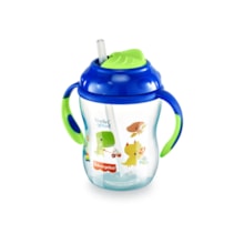 Copo de Treinamento com Canudo First Moments 270 ml Fisher Price Azul