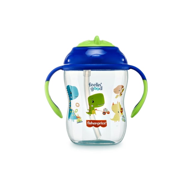 Copo de Treinamento com Canudo First Moments 270 ml Fisher Price Azul