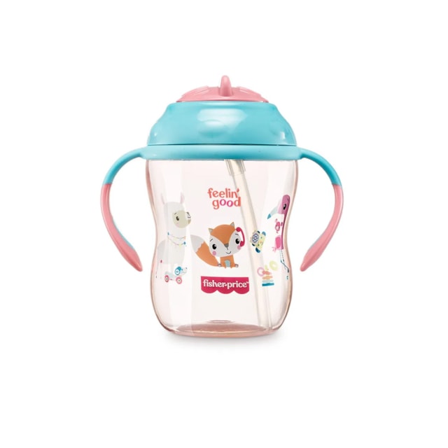 Copo de Treinamento com Canudo First Moments 270 ml Fisher Price Rosa