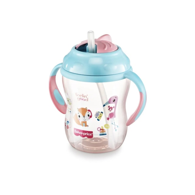 Copo de Treinamento com Canudo First Moments 270 ml Fisher Price Rosa