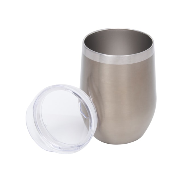 Copo Inox Parede Dupla com Tampa Acrílico 350ml Mimo Style Cor:Bronze