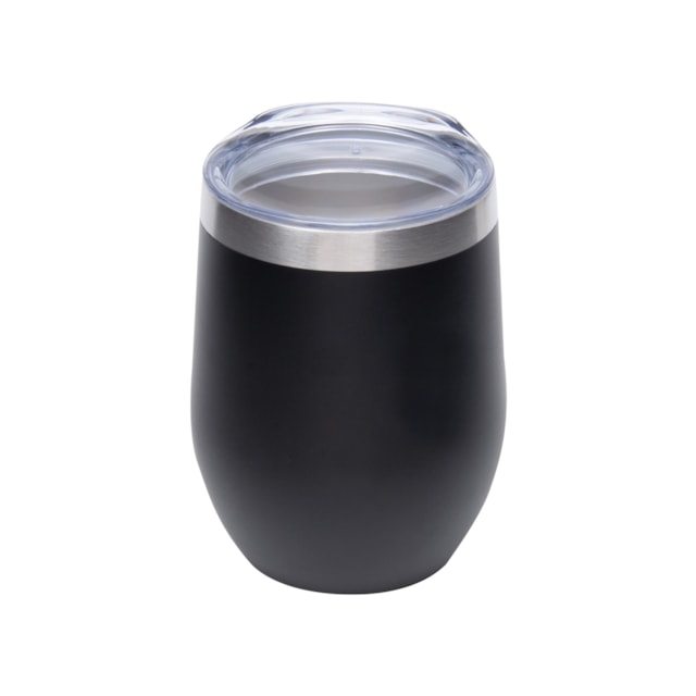 Copo Inox Parede Dupla com Tampa Acrílico 350ml Mimo Style Cor:Preto