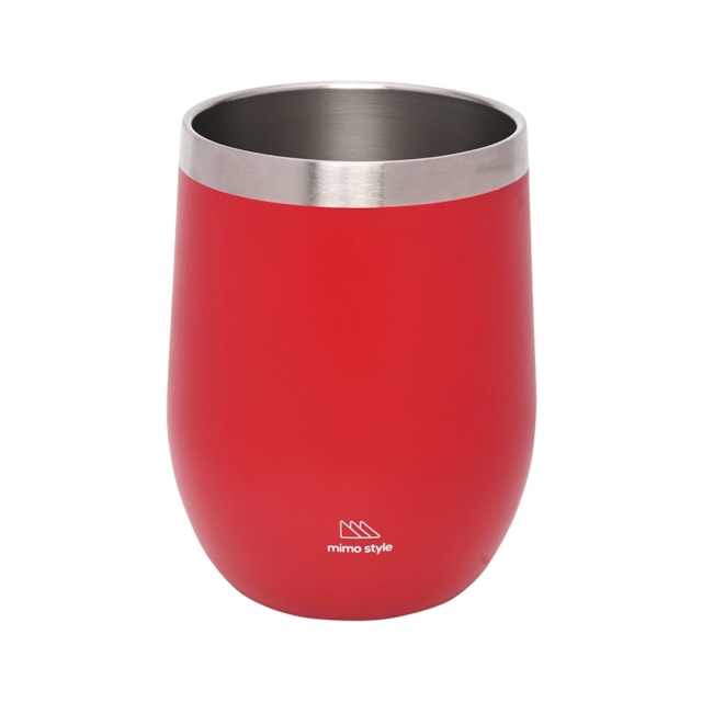 Copo Inox Parede Dupla com Tampa Acrílico 350ml Mimo Style Cor:Vermelho