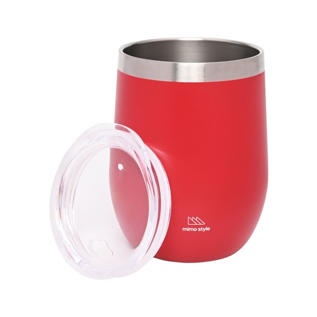 Copo Inox Parede Dupla com Tampa Acrílico 350ml Mimo Style Cor:Vermelho