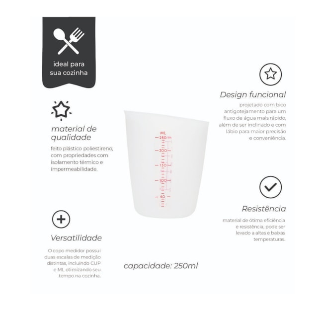 Copo Medidor Em Silicone Mimo Style 250 ml