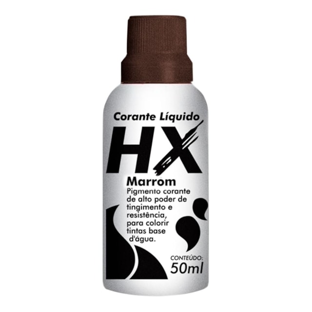 Corante Liquido Hx Base Água 50ml Marrom - Hidracor 