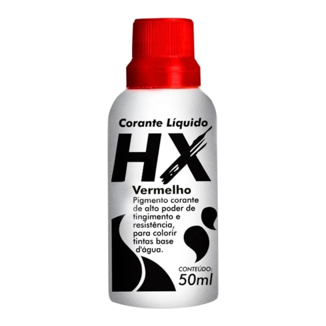 Corante Liquido Hx Base Água 50ml Vermelho - Hidracor 