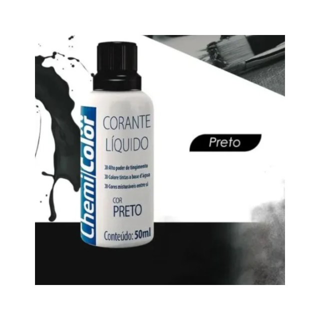 Corante Líquido Preto 50ml - Chemicolor