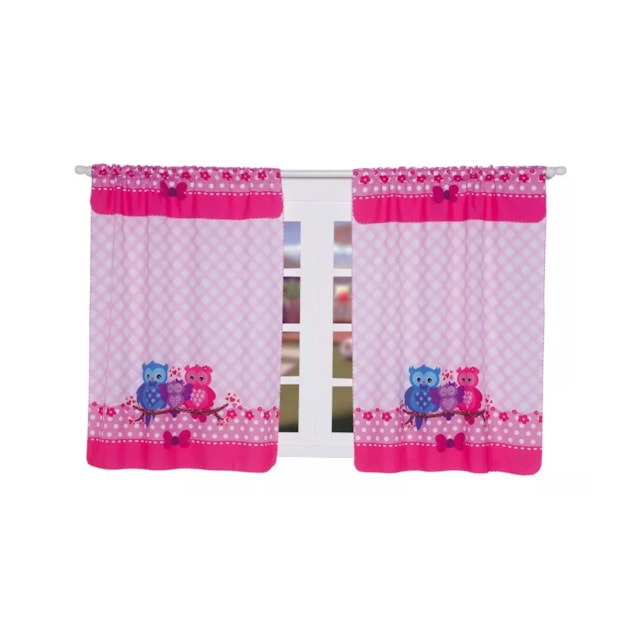 Cortina De Cozinha 1,3 X 2 M Protege E Decora Coruja Rosa Cortina De Cozinha 1,3 X 2 M Protege E Decora Coruja Rosa