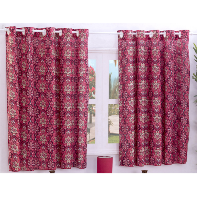 Cortina de Malha Estampada 2 metros Deccoralle Vermelho Cortina de Malha Estampada 2 metros Deccoralle Vermelho