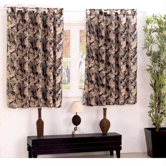 Cortina de Malha Estampada 2 metros Floral Deccoralle Preto Cortina de Malha Estampada 2 metros Floral Deccoralle Preto