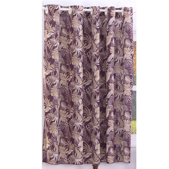 Cortina de Malha Estampada 2 metros Floral Deccoralle Vinho