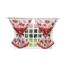 Cortina De Varão Flores Vermelhas 2,00mt Com Prendedores Cortina De Varão Flores Vermelhas 2,00mt Com Prendedores