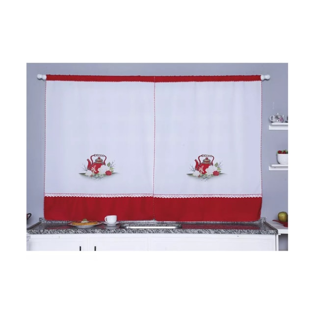 Cortina De Varão Rosas Brancas Delicada 2,00x1,30mt Cortina De Varão Rosas Brancas Delicada 2,00x1,30mt