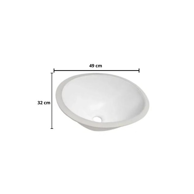 Cuba de Embutir Oval 49 x 32cm Branca - Celite Cuba de Embutir Oval 49 x 32cm Branca - Celite
