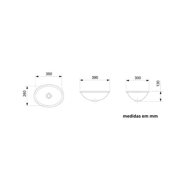Cuba de Embutir Oval Pequena 39x30cm Preta - CELITE Cuba de Embutir Oval Pequena 39x30cm Preta - CELITE