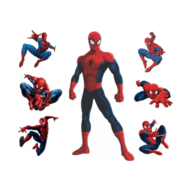 Decoração de Festa Homem Aranha 1 Totem e 6 Displays de Mesa + Painel