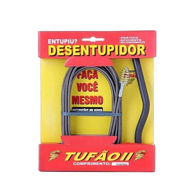 Desentupidor de Canos e Encanamentos Flexível 10 Metros Tufão - OVERTIME Desentupidor de Canos e Encanamentos Flexível 10 Metros Tufão - OVERTIME