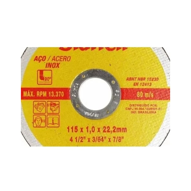 Disco Corte 4.1/2" x 3/64" x 7/8" Reforçado com 2 Telas - Starrett