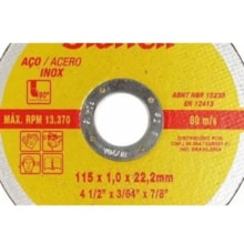 Disco Corte 4.1/2" x 3/64" x 7/8" Reforçado com 2 Telas - Starrett Disco Corte 4.1/2" x 3/64" x 7/8" Reforçado com 2 Telas - Starrett