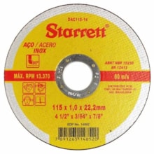 Disco Corte 4.1/2" x 3/64" x 7/8" Reforçado com 2 Telas - Starrett Disco Corte 4.1/2" x 3/64" x 7/8" Reforçado com 2 Telas - Starrett